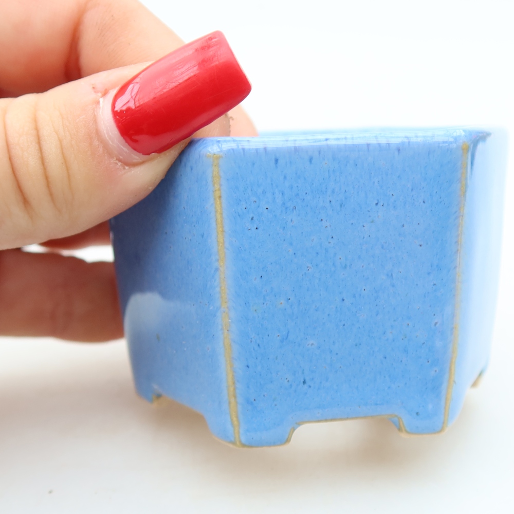 Ceramic bonsai pot, 7 x 6 x 4.5 cm, blue