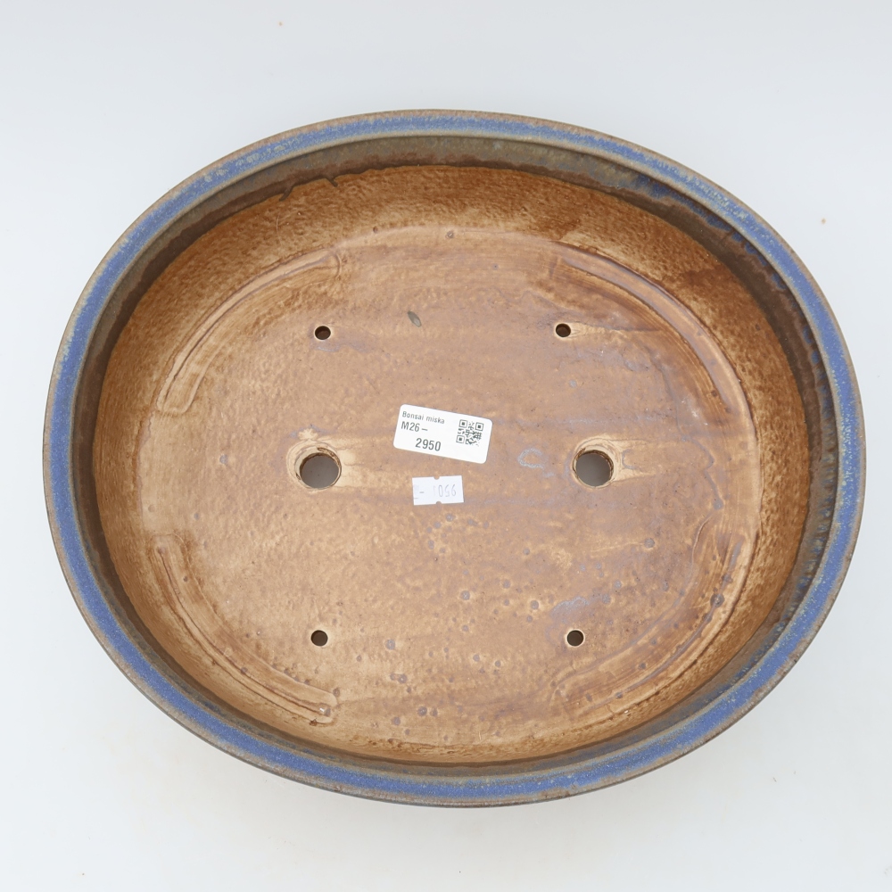 Ceramic bonsai pot, 31 x 27 x 7.5 cm, blue
