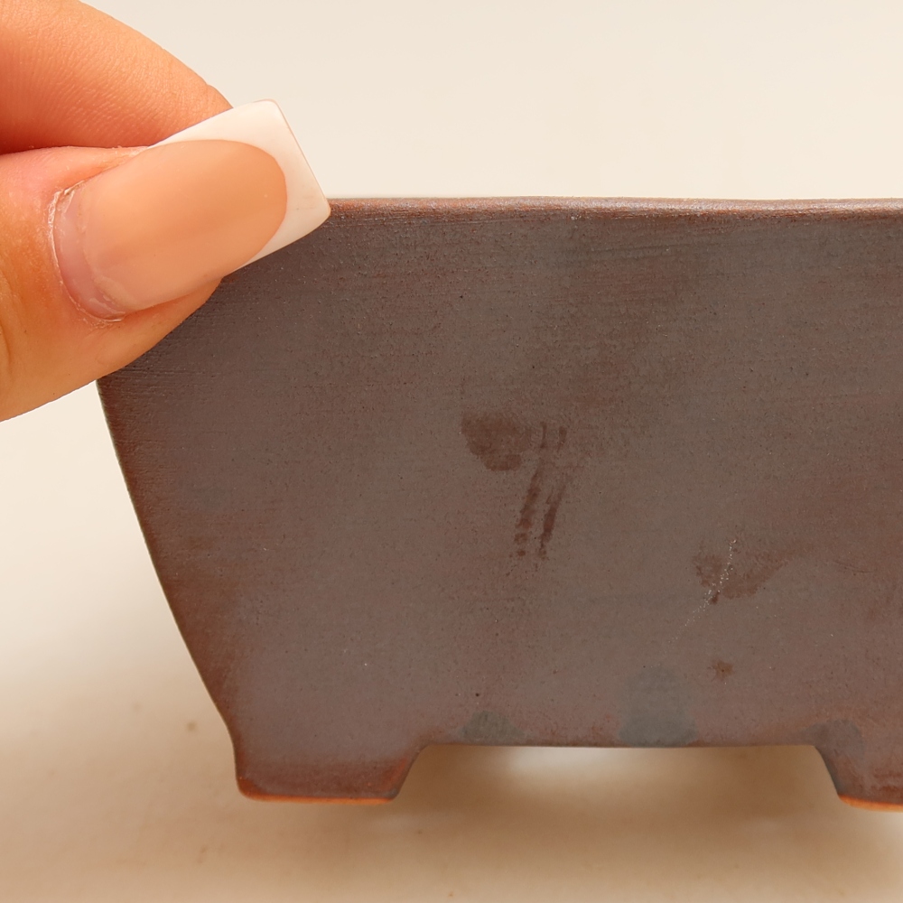 Ceramic bonsai pot, 9.5 x 9.5 x 5.5 cm, metallic color