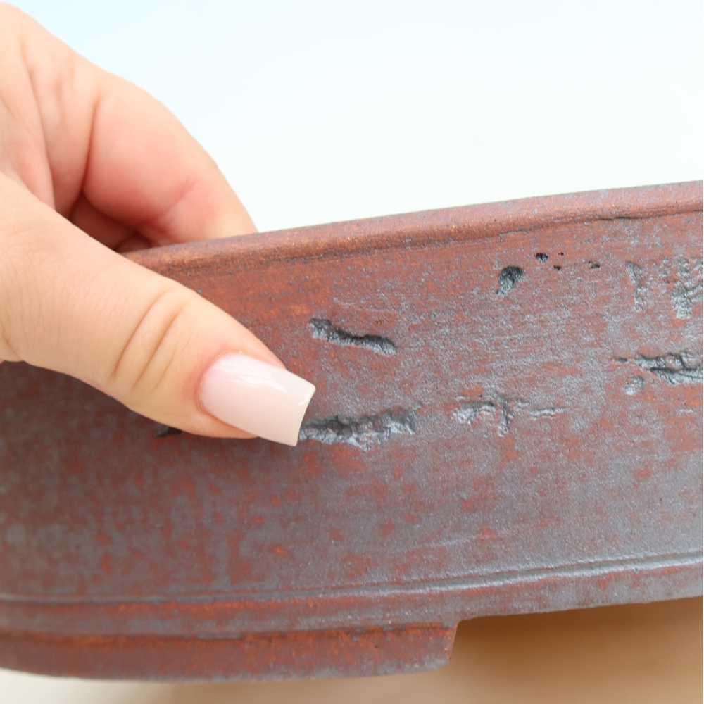 Ceramic bonsai pot, 37 x 30 x 7.5 cm, metallic color