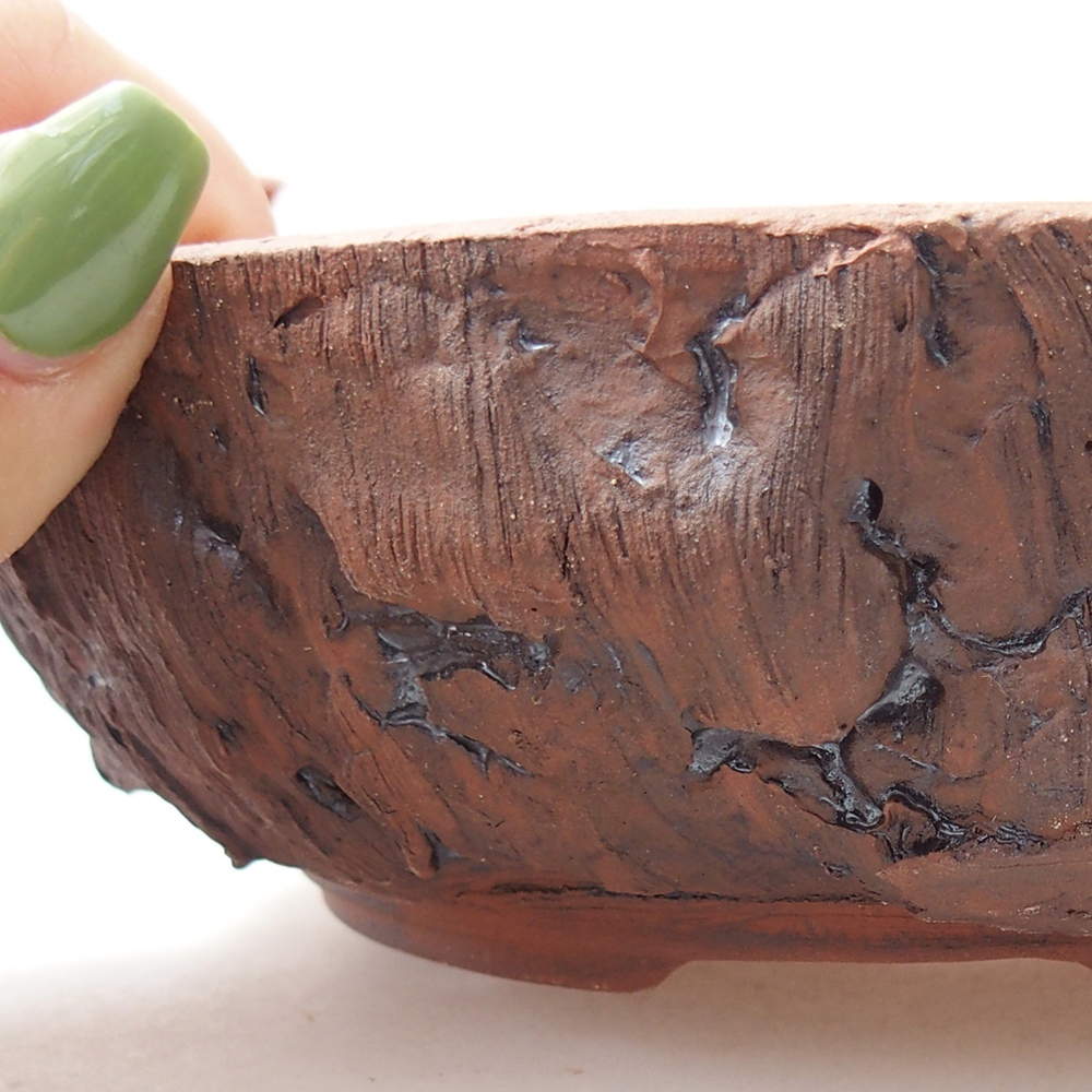 Ceramic bonsai bowl 16,5 x 16,5 x 5 cm, brown
