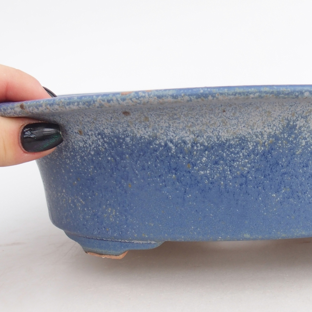 Ceramic bonsai bowl 22,5 x 18,5 x 7 cm, colour blue