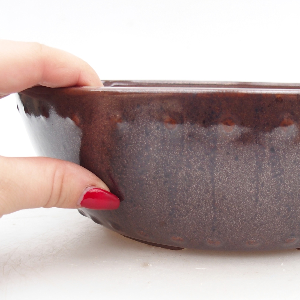 Ceramic bonsai bowl 24,5 x 24,5 x 7,5 cm, brown