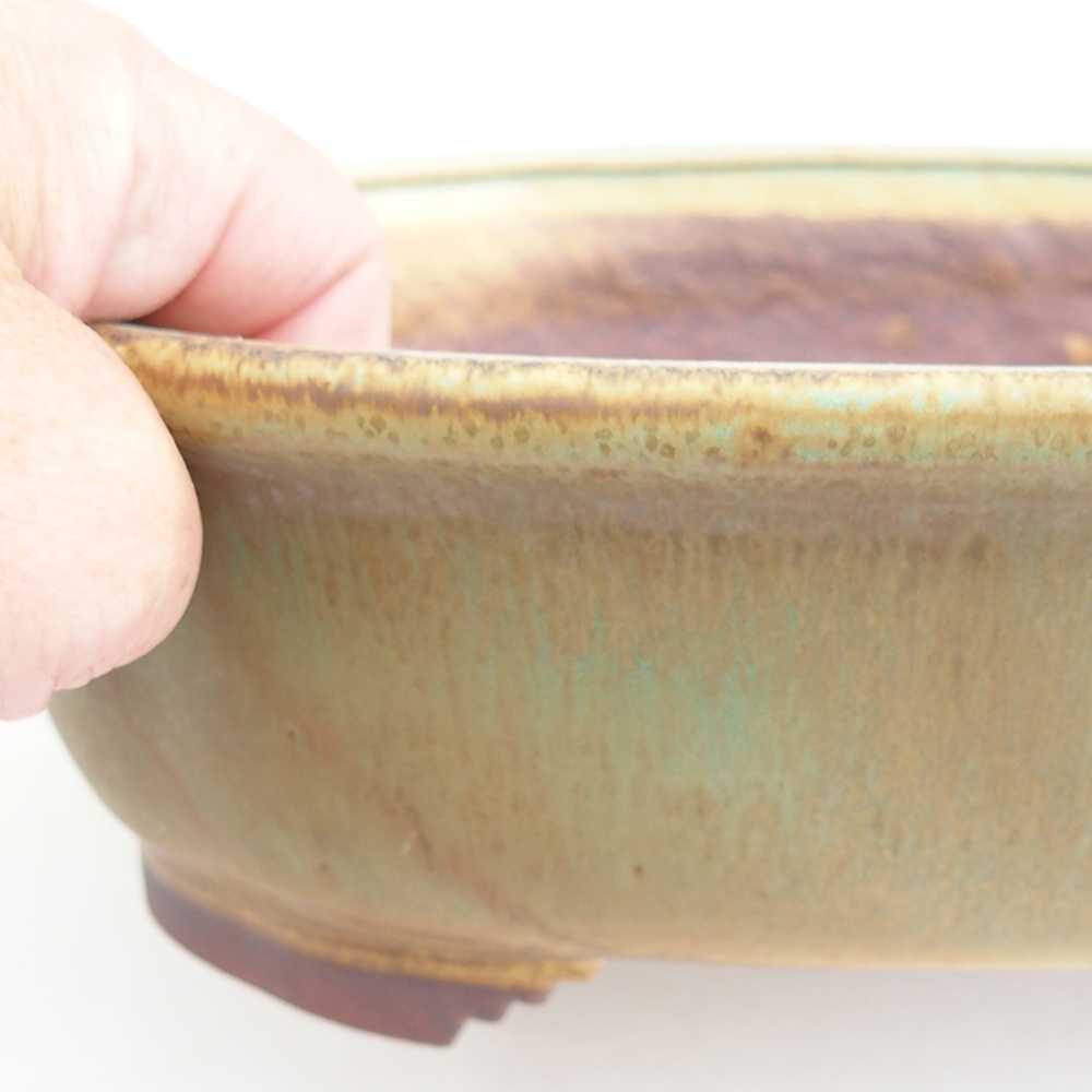 Ceramic bonsai bowl 25 x 20,5 x 7 cm, green