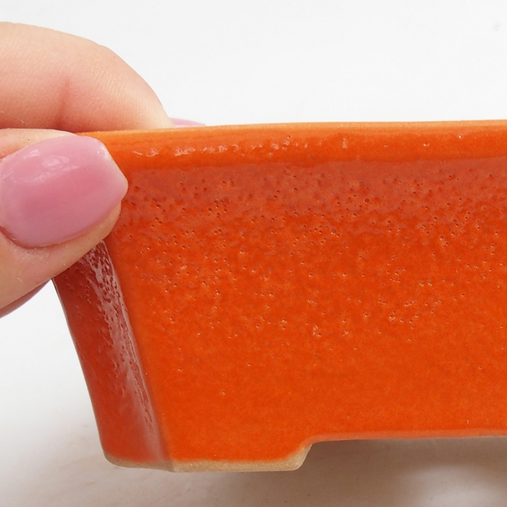 Ceramic bonsai bowl 13 x 10,5 x 4 cm, color orange