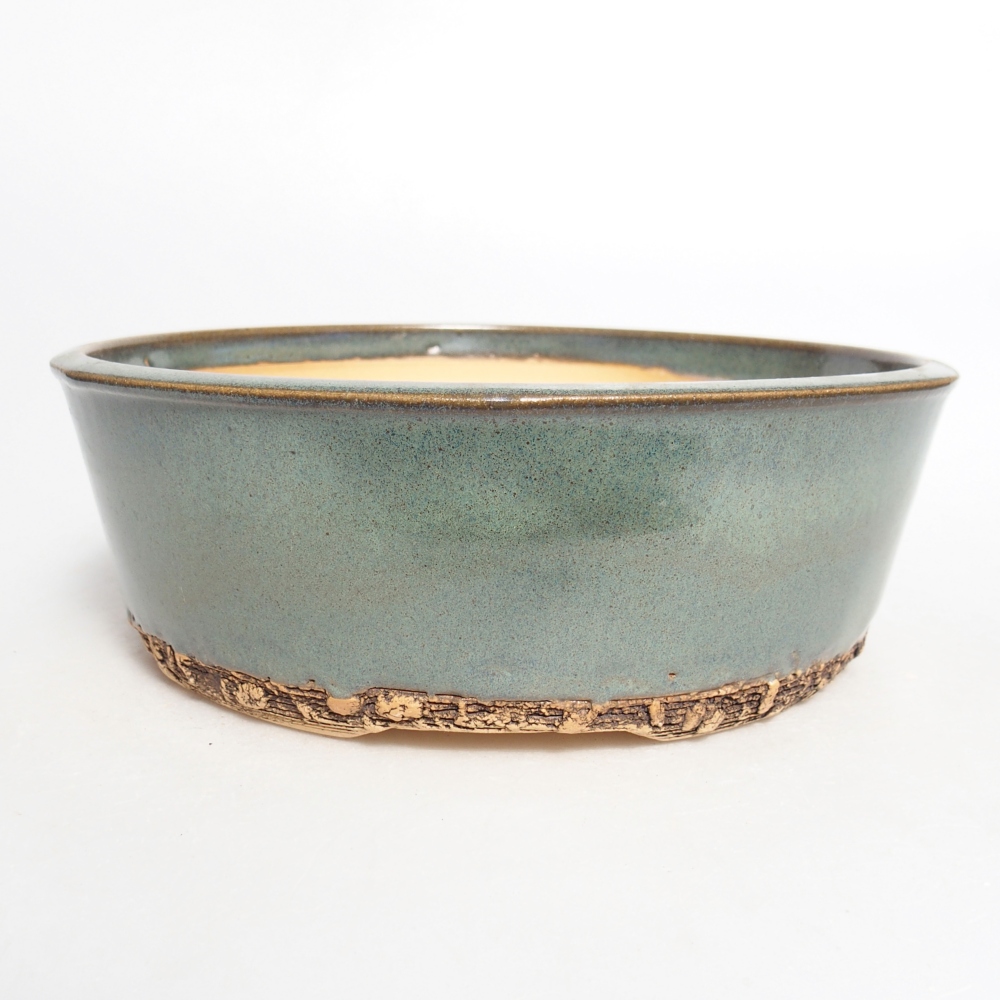 Ceramic bonsai bowl 19,5 x 19,5 x 6,5 cm, green