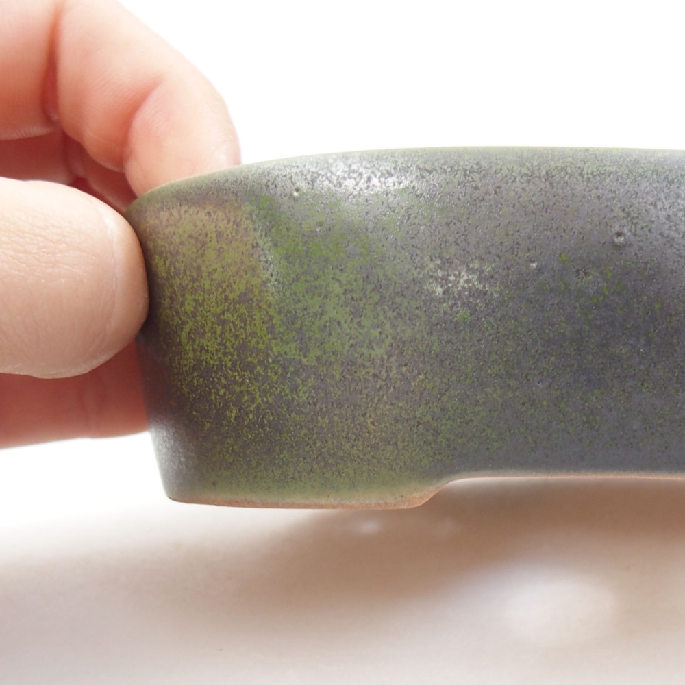 Ceramic bonsai bowl 13 x 10 x 4 cm, color green