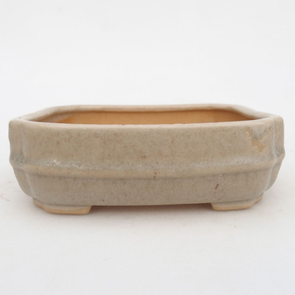 Ceramic bonsai bowl 12 x 10,5 x 4 cm, colour beige