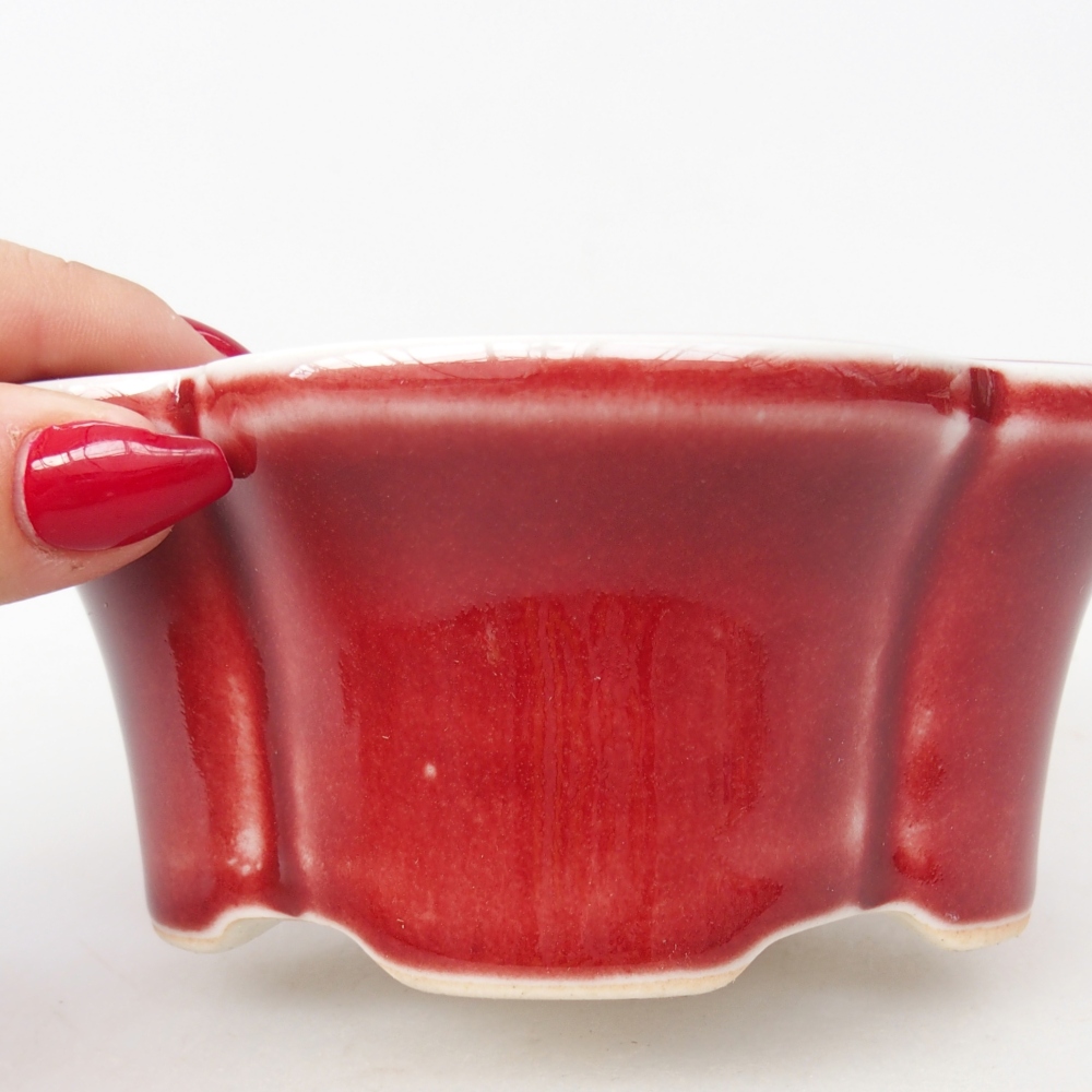 Ceramic bonsai bowl 12,5 x 10 x 5,5 cm, colour red