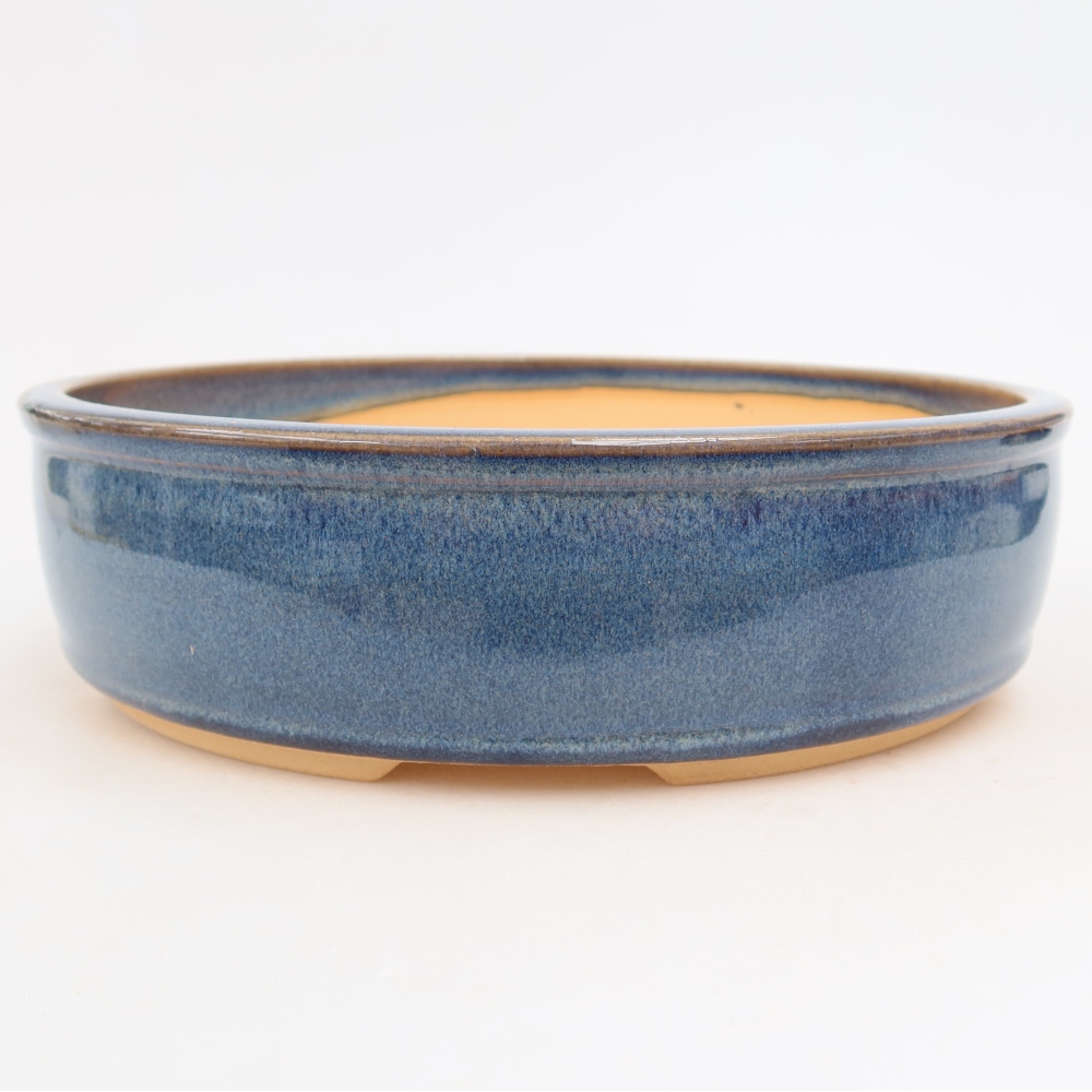 Ceramic bonsai pot, 22.5 x 22.5 x 6.5 cm, blue