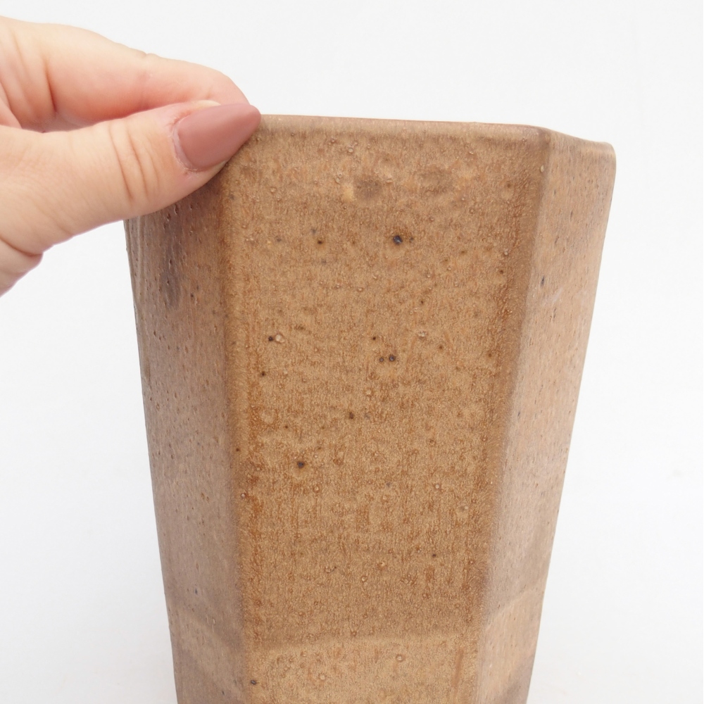 Ceramic bonsai bowl 12,5 x 11,5 x 16,5 cm, brown