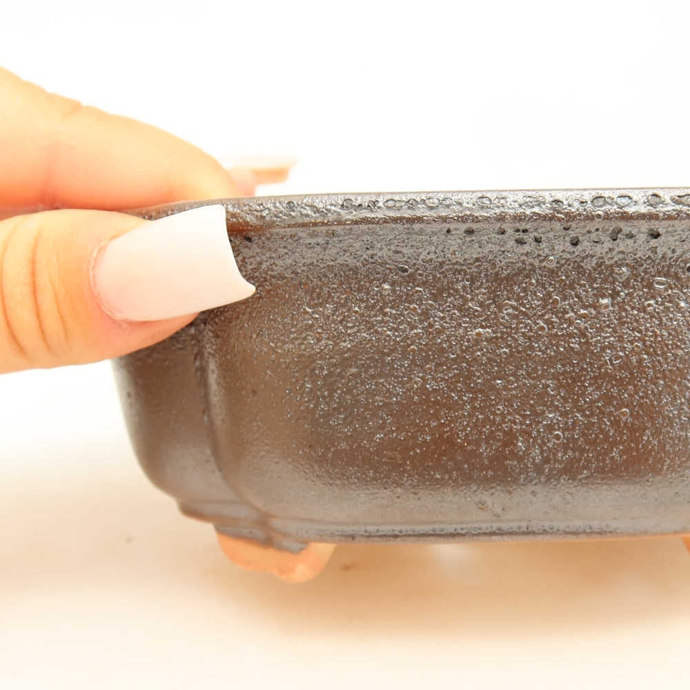 Ceramic bonsai pot, 13.5 x 10.5 x 5 cm, metallic color