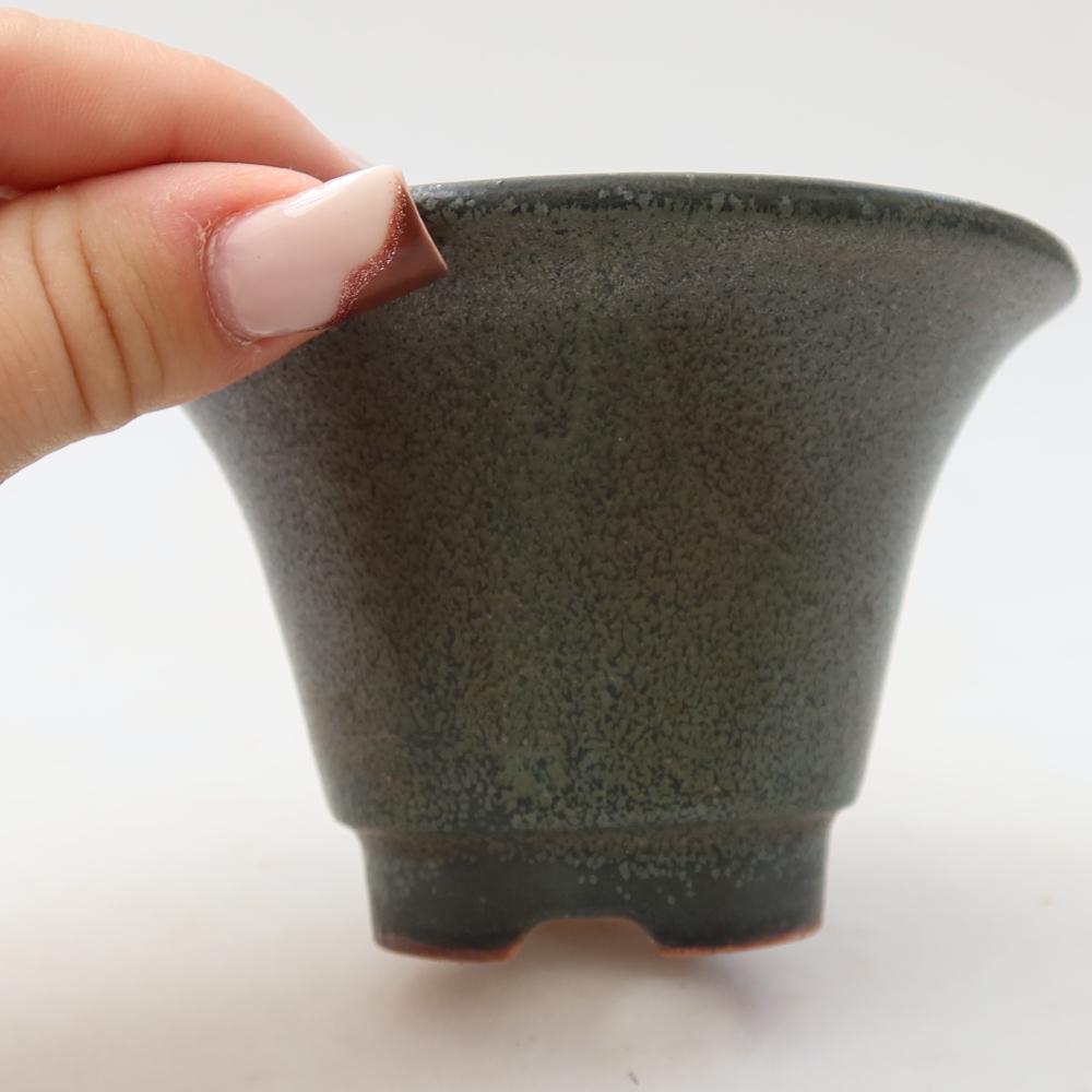 Ceramic bonsai pot, 10.5 x 10.5 x 7 cm, gray