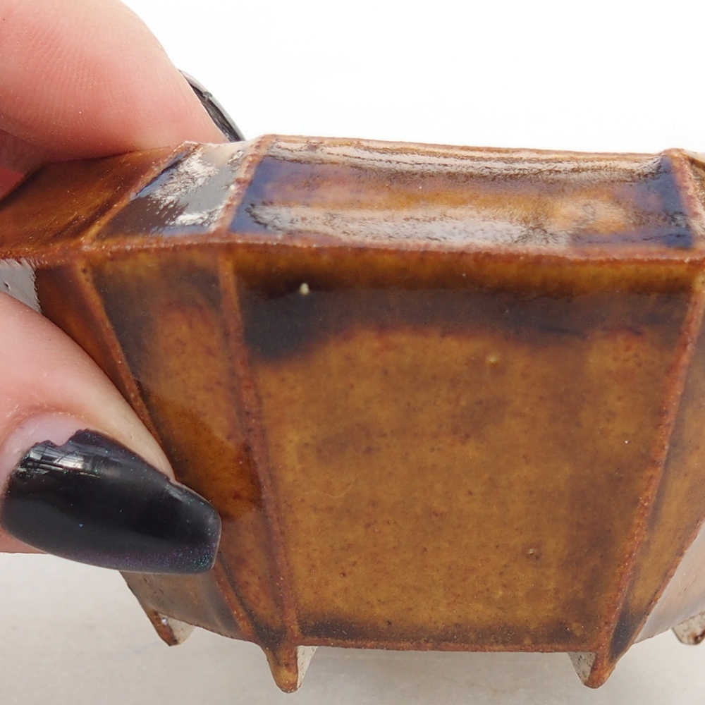 Ceramic bonsai bowl 8,5 x 8 x 4 cm, brown