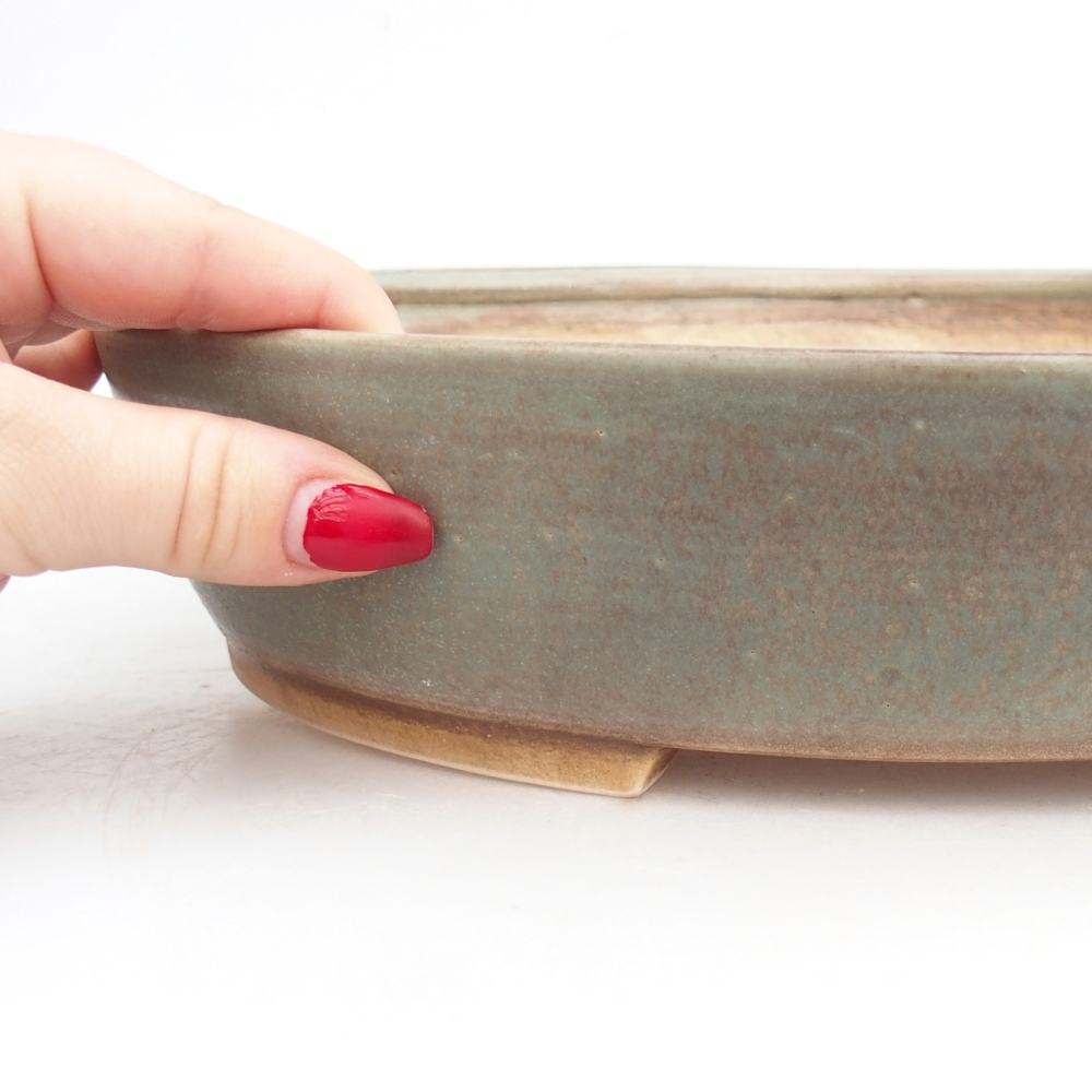 Ceramic bonsai bowl 28,5 x 25 x 6 cm, green