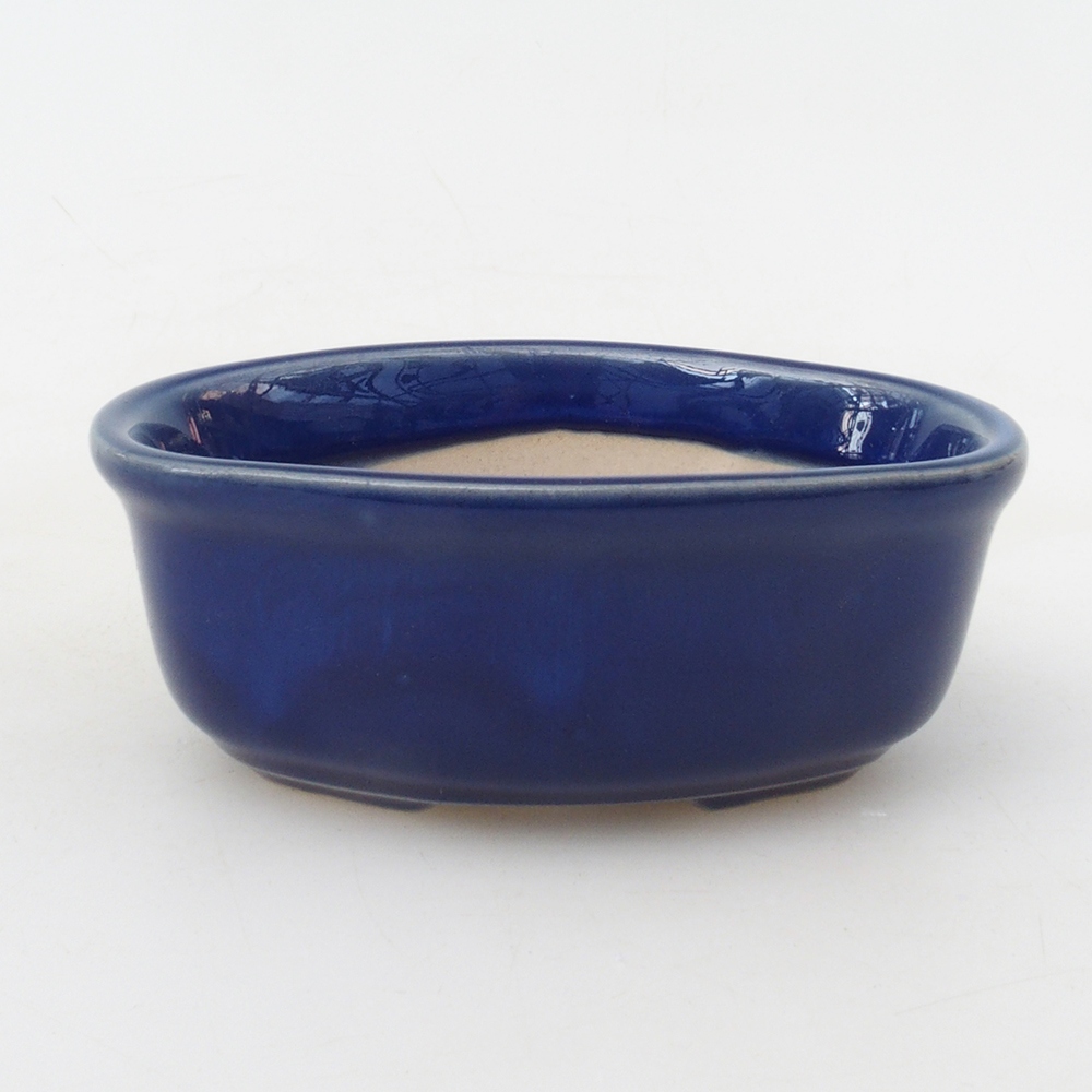 Bonsai pot + saucer H05 - 11 x 8 x 4 cm. - blue