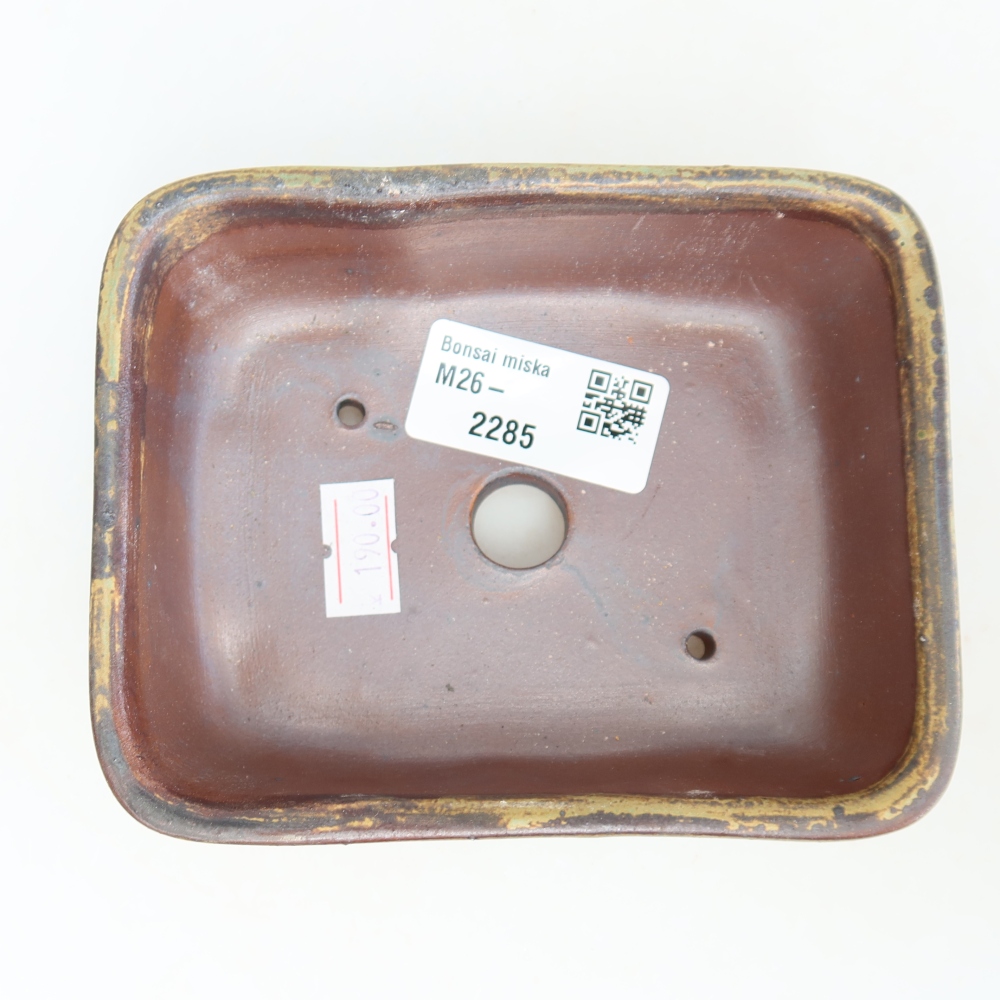 Ceramic bonsai pot, 12.5 x 9.5 x 4 cm, brown