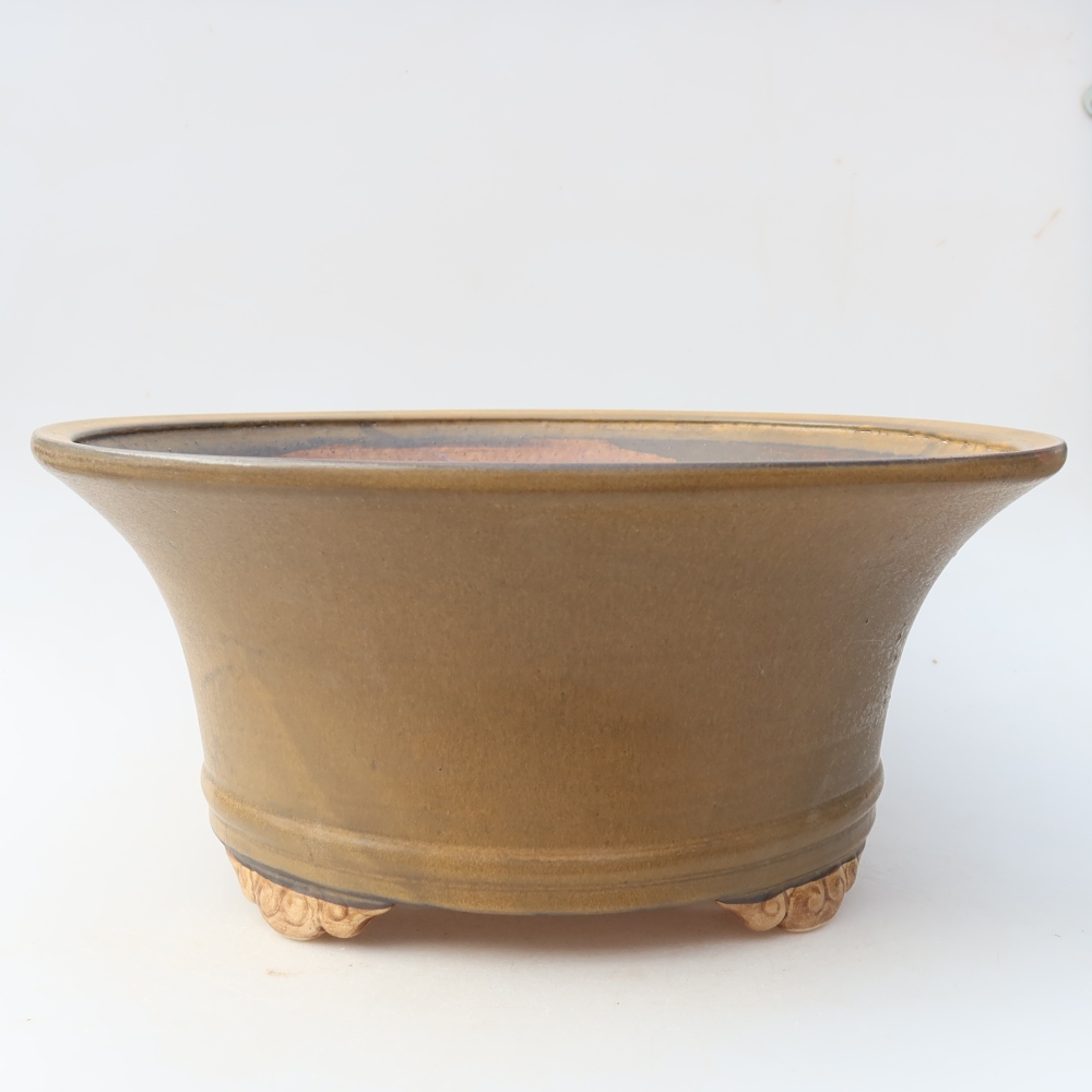 Ceramic bonsai pot, 31.5 x 31.5 x 14.5 cm, brown