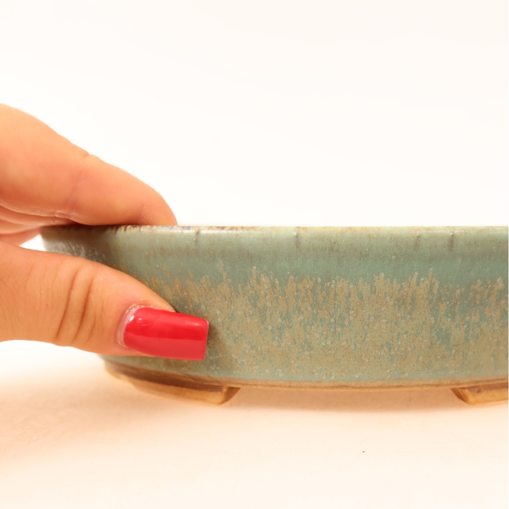 Ceramic bonsai bowl 18,5 x 16,5 x 4,5 cm, green