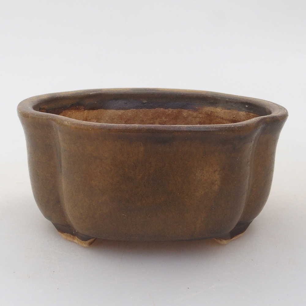 Ceramic bonsai bowl 7,5 x 7 x 3,5 cm, color brown
