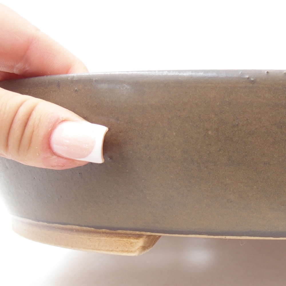 Ceramic bonsai bowl 28,5 x 25 x 6 cm, brown