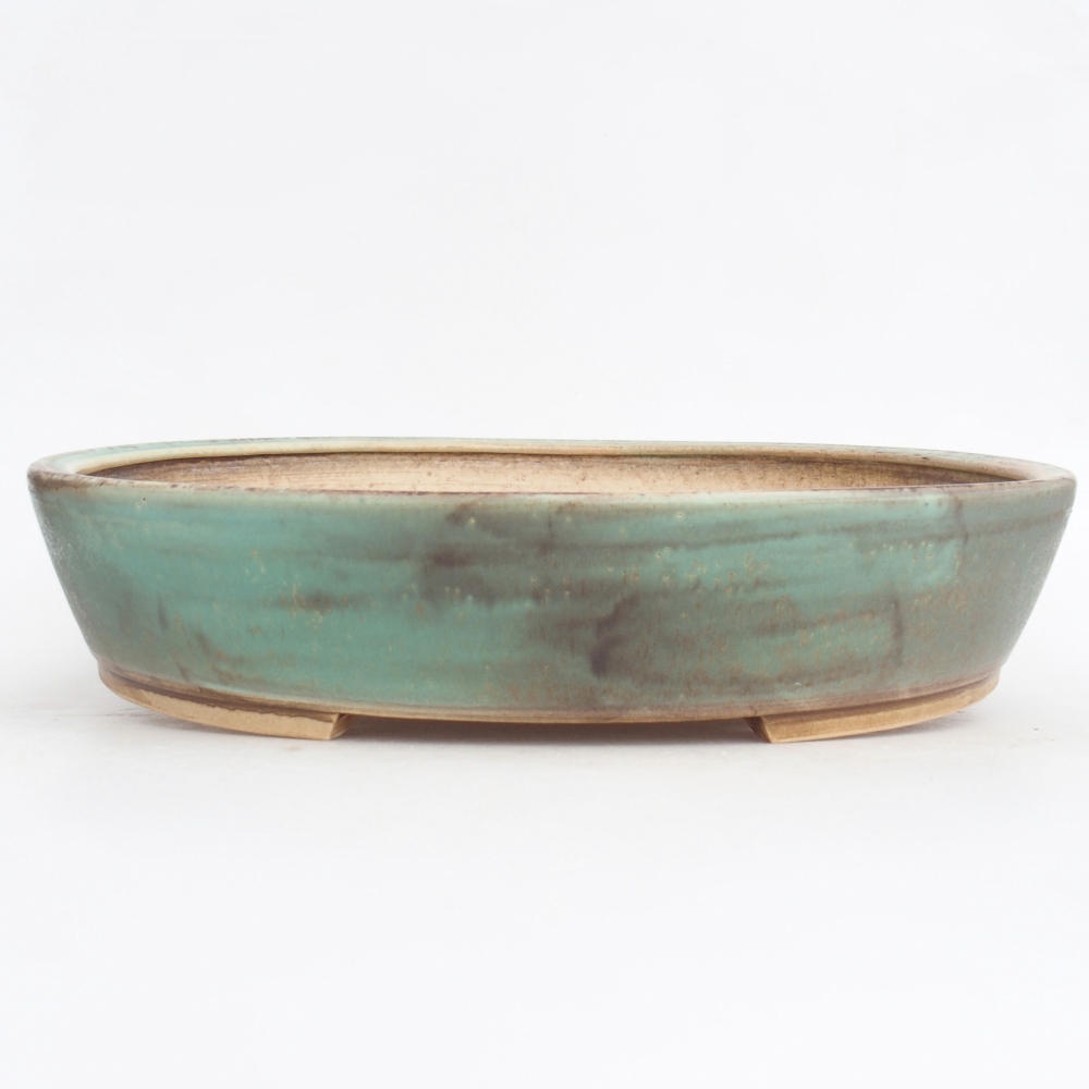 Ceramic bonsai bowl 31,5 x 28,5 x 6,5 cm, green