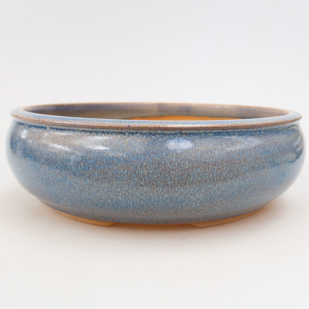 Ceramic bonsai pot, 21.5 x 21.5 x 7 cm, blue