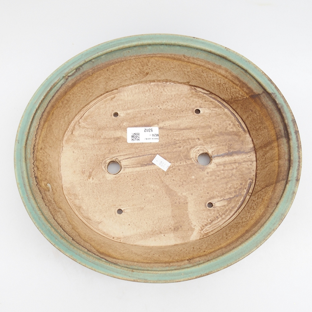 Ceramic bonsai bowl 32 x 29 x 7 cm, color green