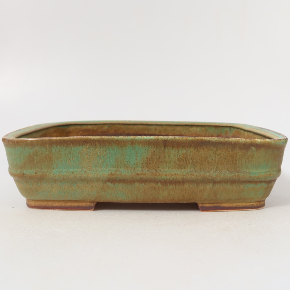 Ceramic bonsai pot, 22.5 x 18 x 6 cm, green