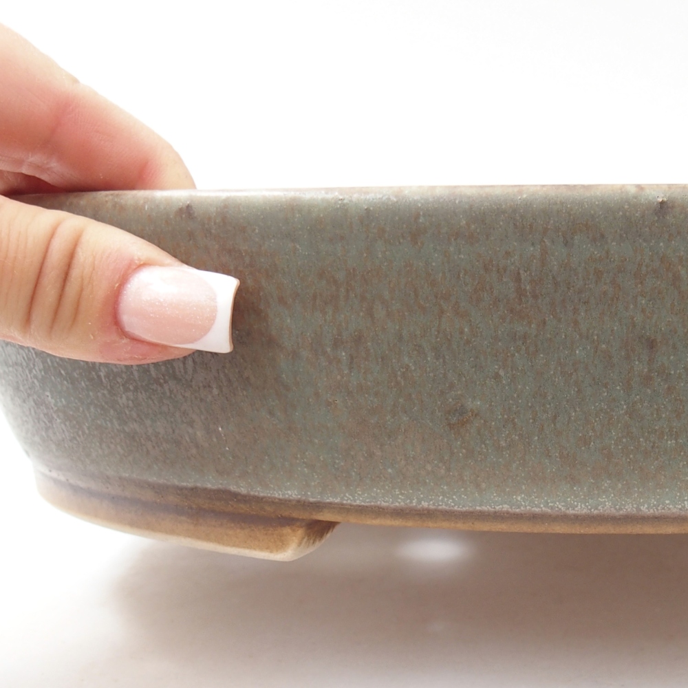 Ceramic bonsai bowl 28,5 x 25 x 6 cm, green