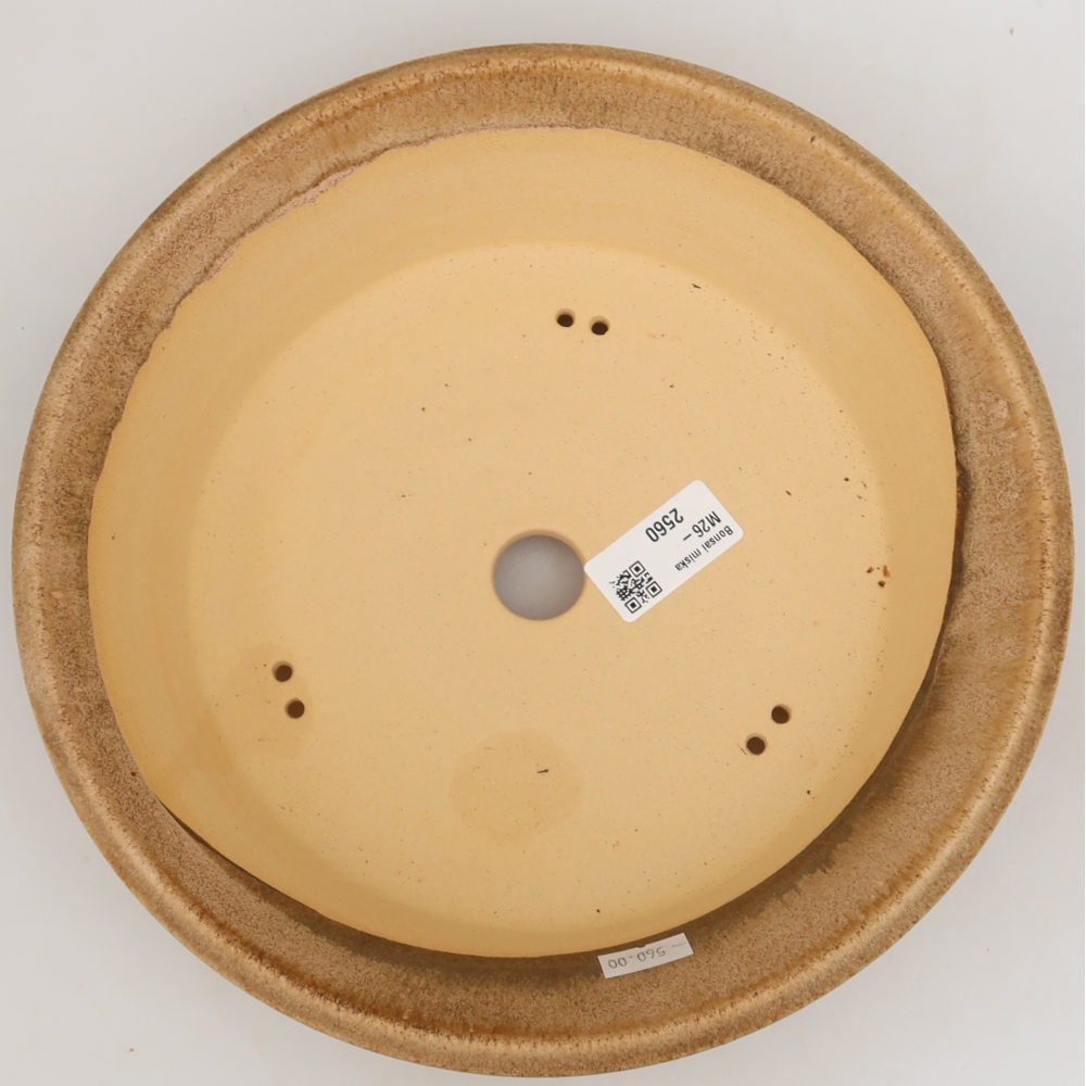 Ceramic bonsai pot, 25.5 x 25.5 x 6.5 cm, brown