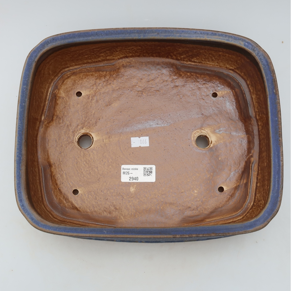 Ceramic bonsai pot, 29.5 x 23 x 7 cm, blue