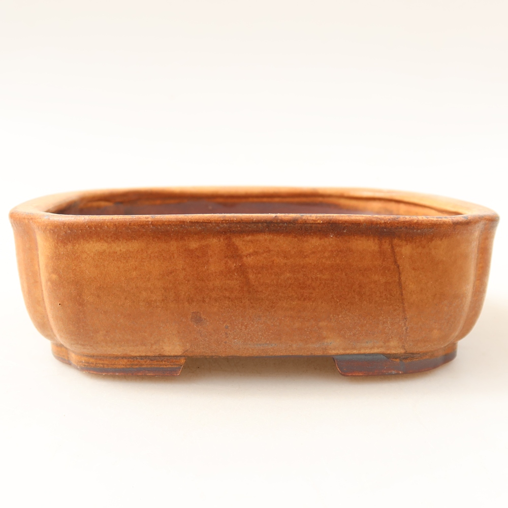 Ceramic bonsai pot, 13.5 x 12 x 4 cm, brown