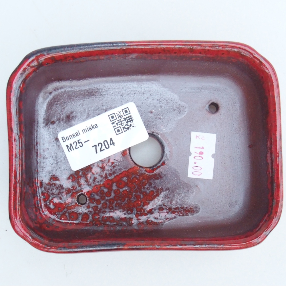 Ceramic bonsai bowl 12 x 9 x 3 cm, colour red