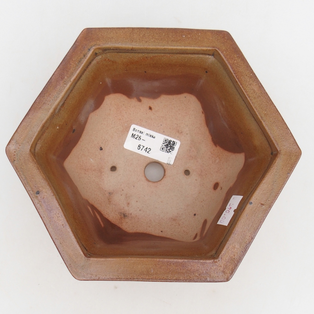 Ceramic bonsai bowl 18,5 x 16,5 x 9 cm, brown