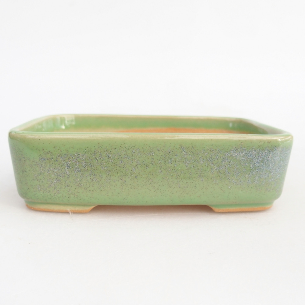 Ceramic bonsai bowl 12,5 x 9,5 x 3,5 cm, green