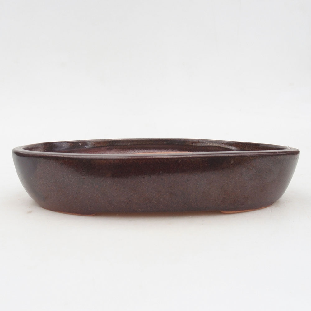 Ceramic bonsai bowl 22 x 17 x 4 cm, brown