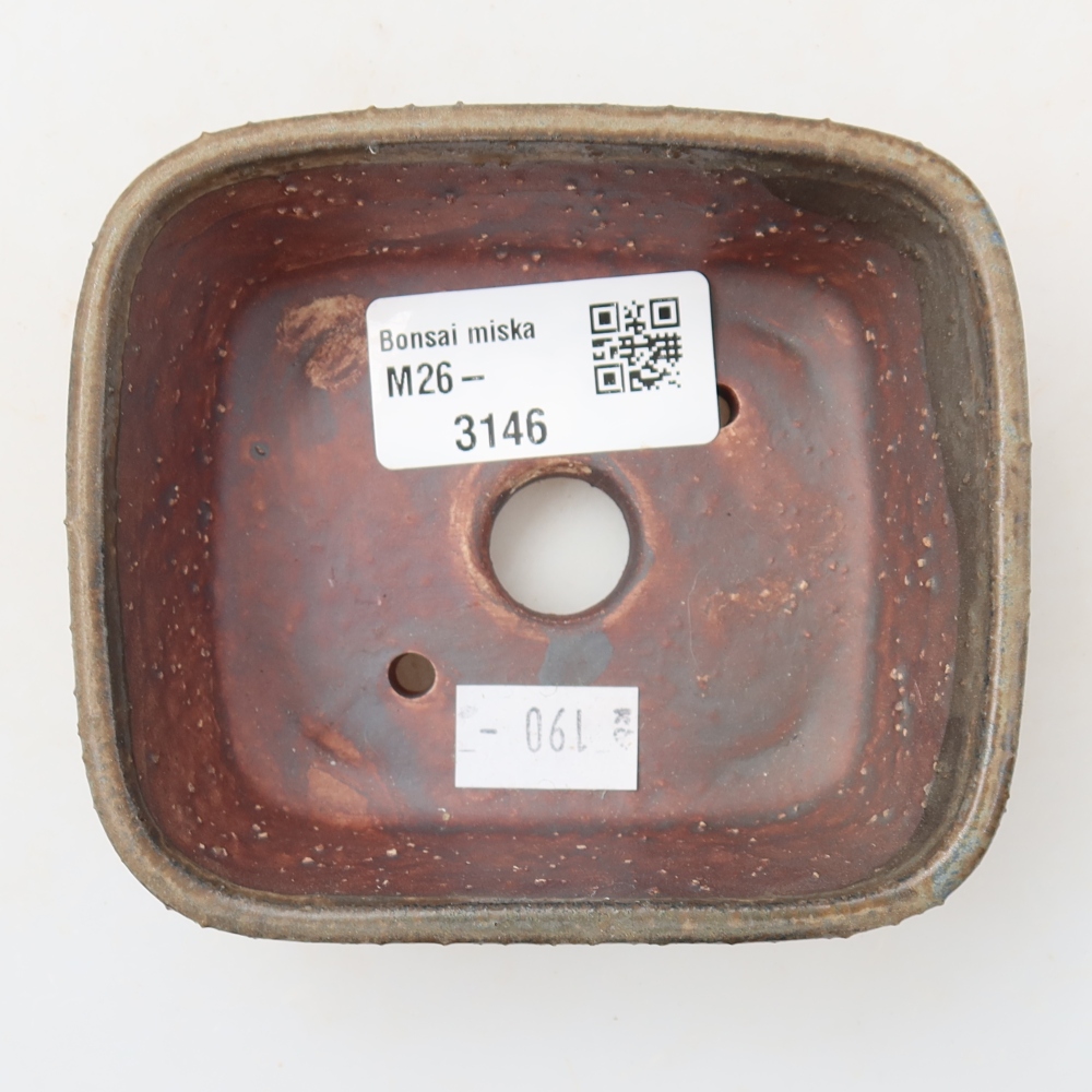 Ceramic bonsai pot, 10 x 8.5 x 4 cm, brown
