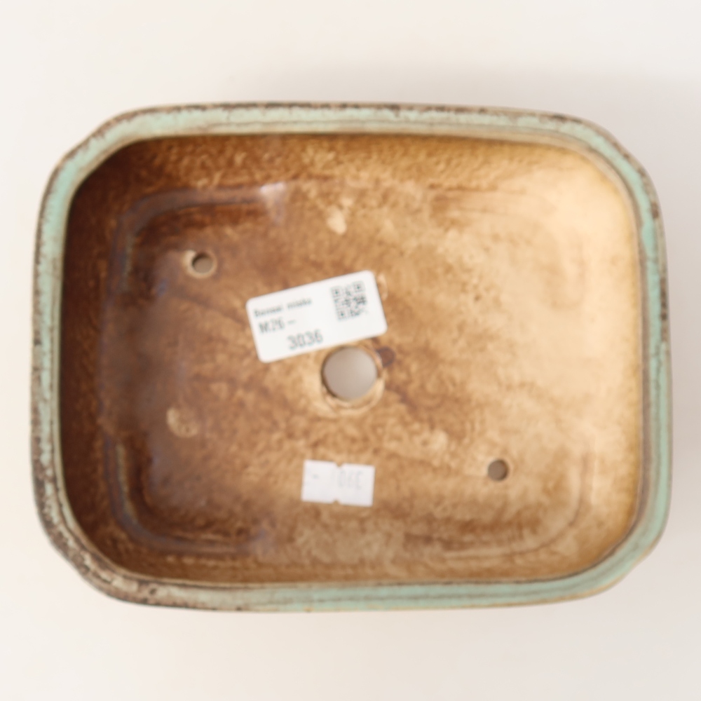 Ceramic bonsai pot, 18 x 14 x 4.5 cm, green