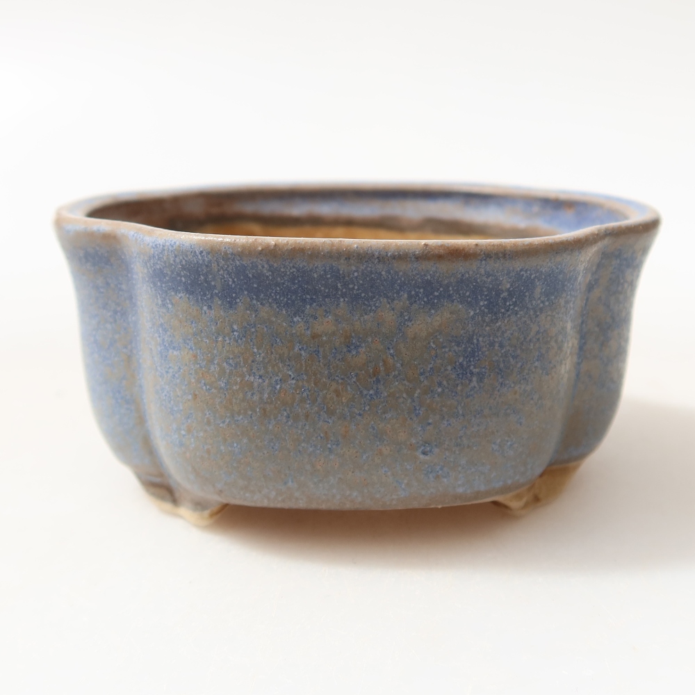 Ceramic bonsai pot, 8 x 7.5 x 3.5 cm, blue