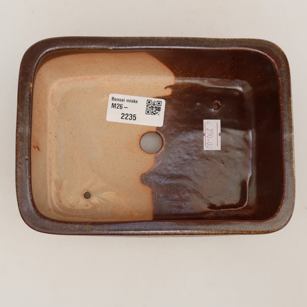 Ceramic bonsai pot, 17 x 12.5 x 5.5 cm, brown