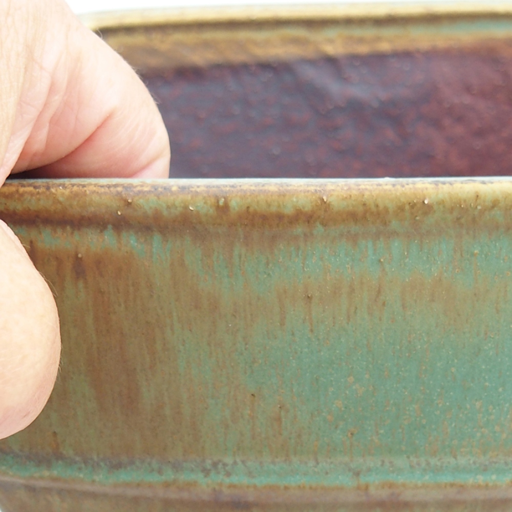 Ceramic bonsai bowl 16 x 16 x 9 cm, color green