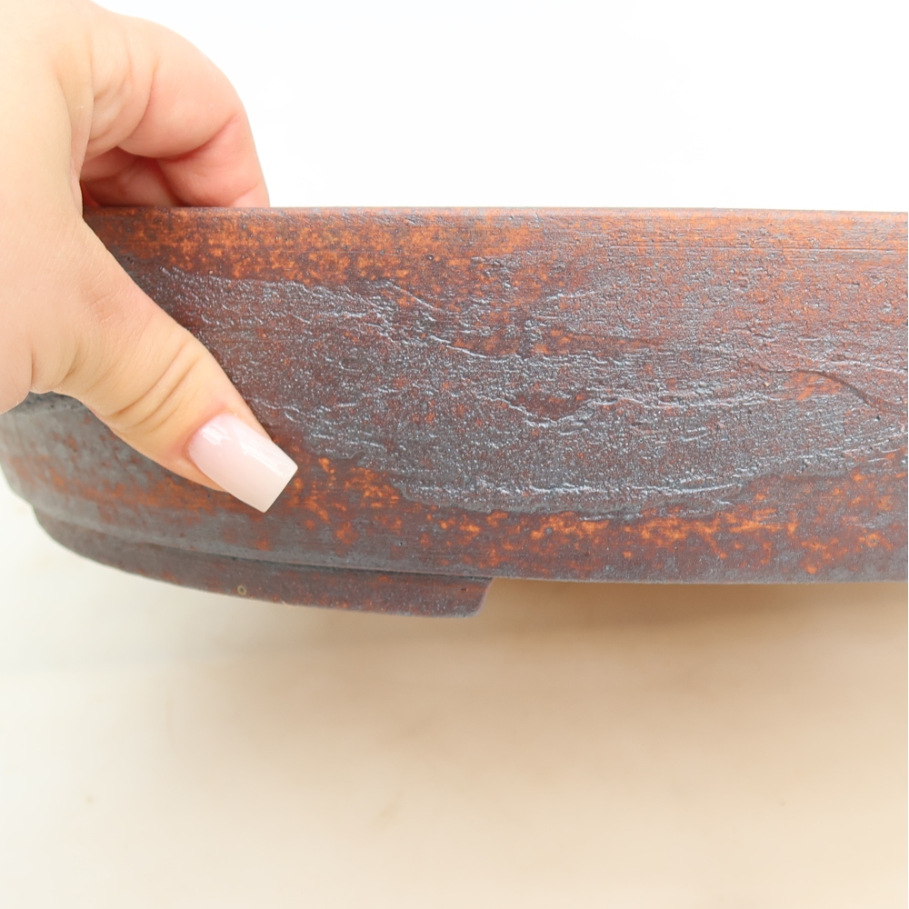 Ceramic bonsai pot, 37 x 30 x 7.5 cm, metallic color