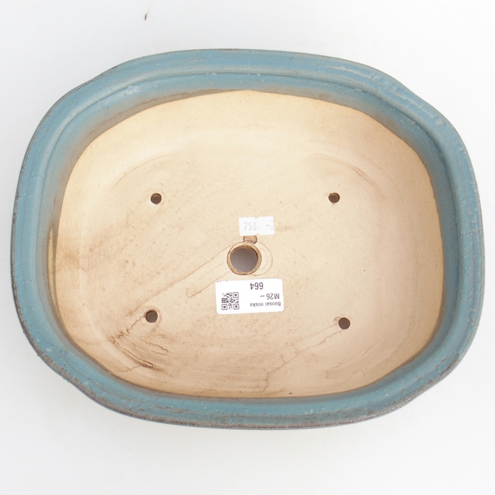 Ceramic bonsai bowl 25,5 x 21,5 x 8 cm, colour blue