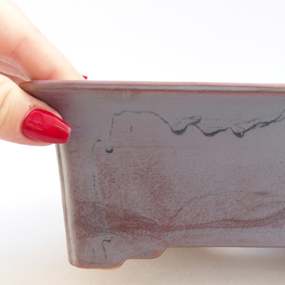 Ceramic bonsai bowl 18 x 14 x 7 cm, metal colour