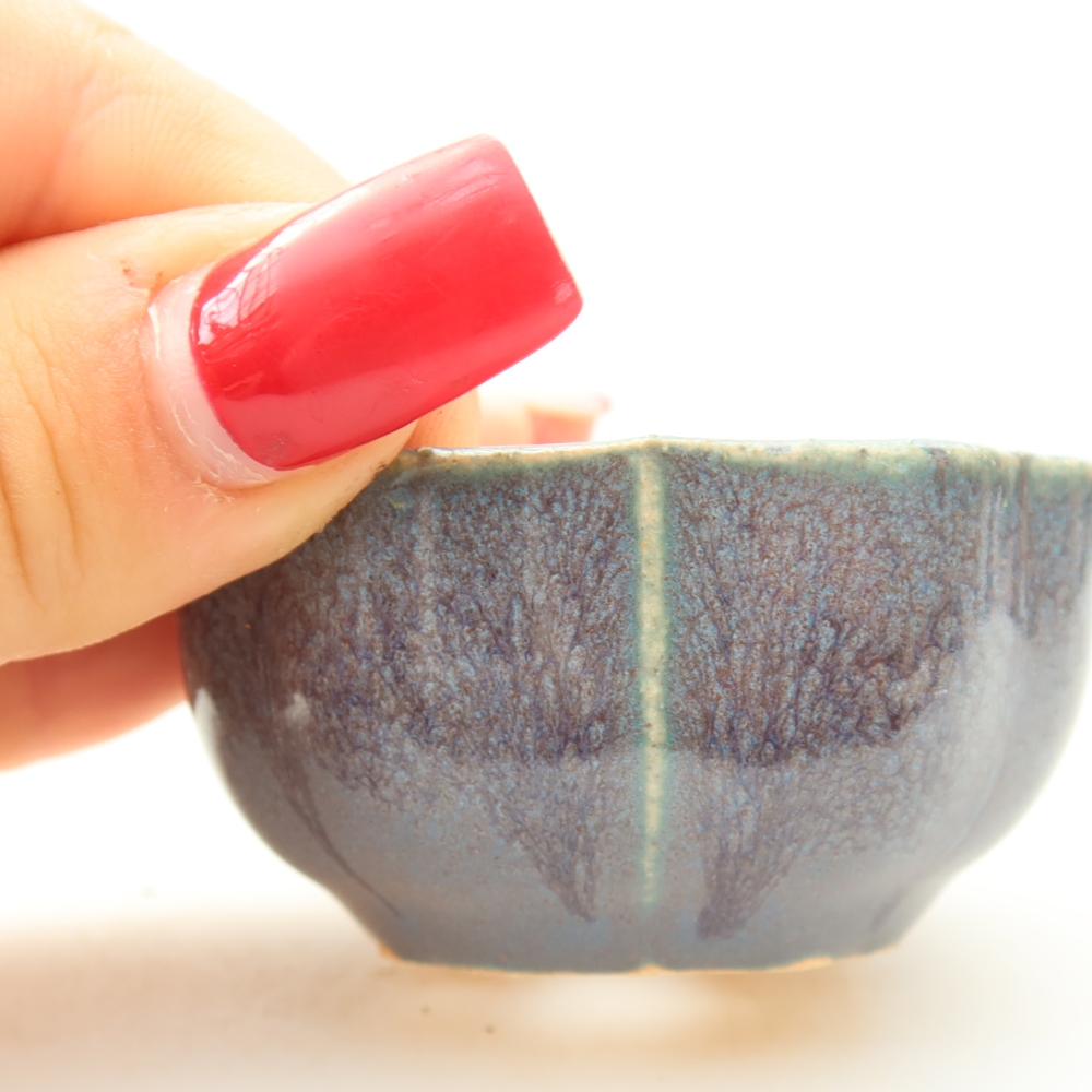 Ceramic bonsai pot, 6 x 6 x 3 cm, gray