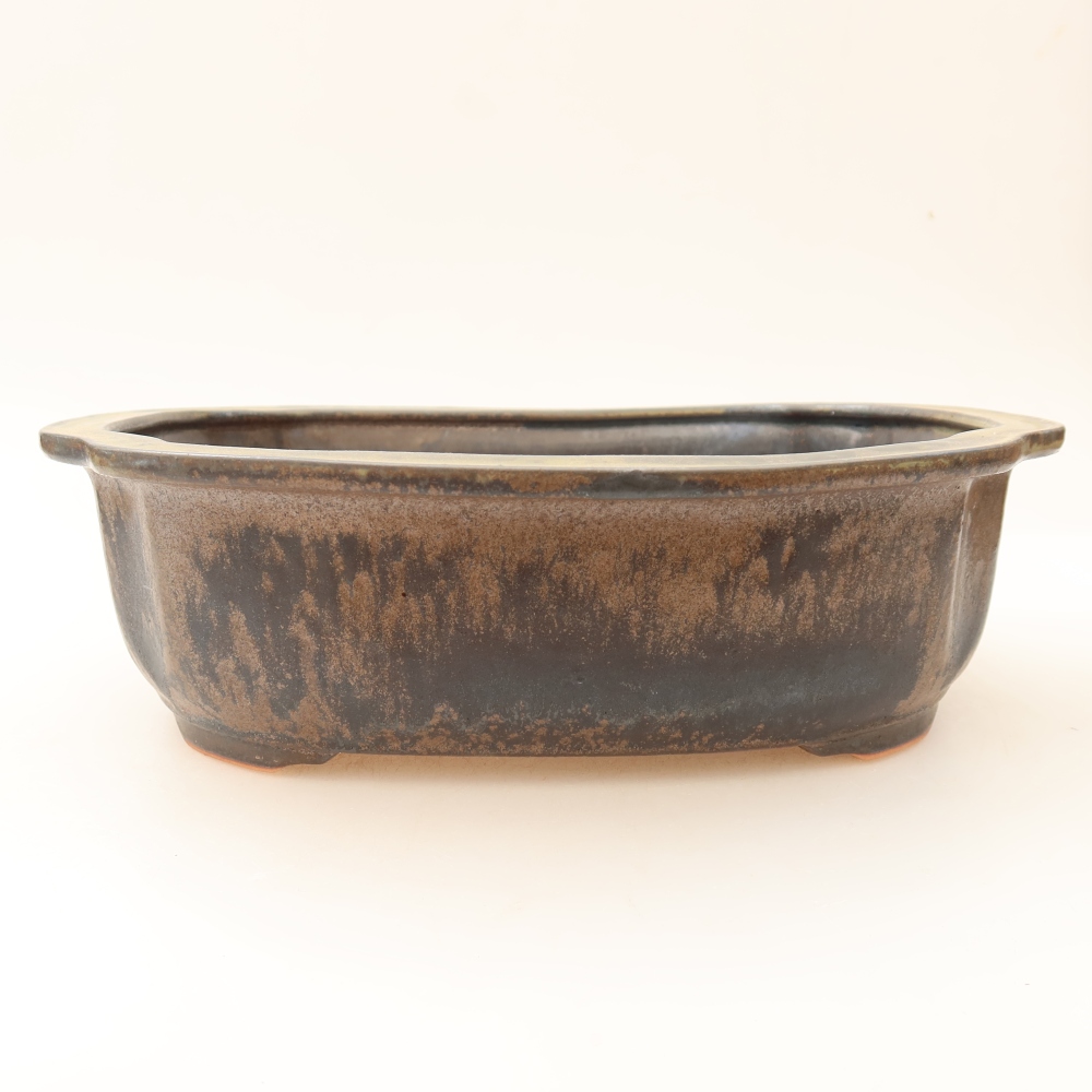 Ceramic bonsai pot, 24.5 x 21 x 7.5 cm, brown