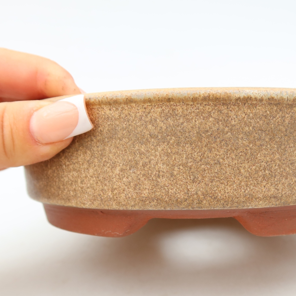 Ceramic bonsai pot, 15.5 x 15.5 x 4.5 cm, brown