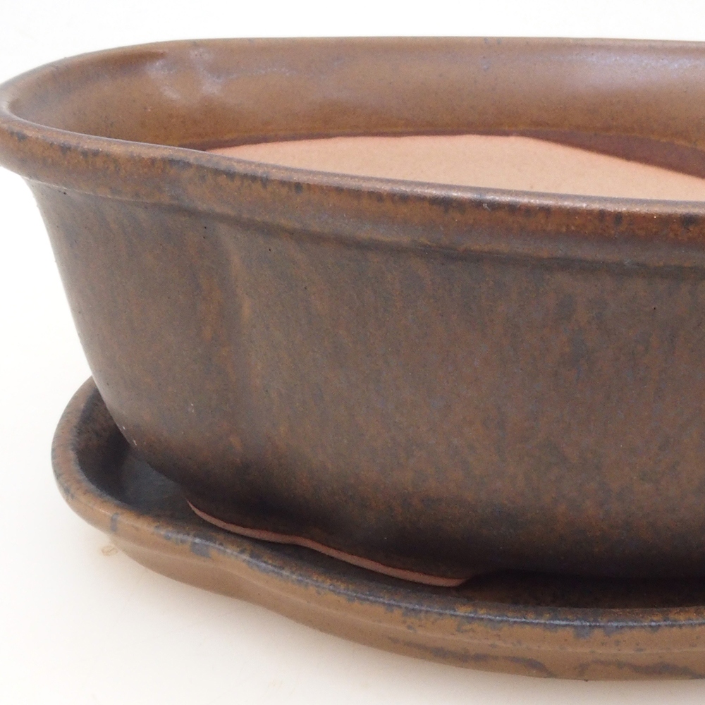 Bonsai bowl + saucer H75 - brown