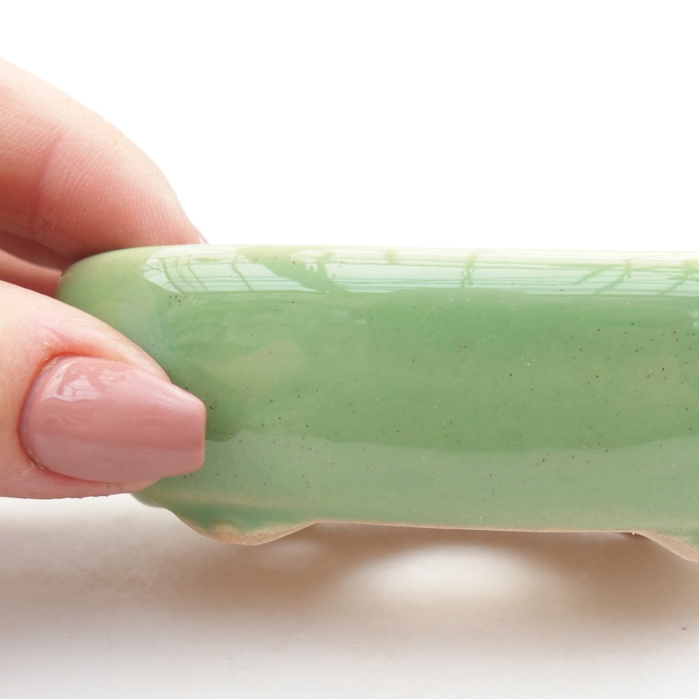 Ceramic bonsai bowl 9 x 6,5 x 3 cm, green